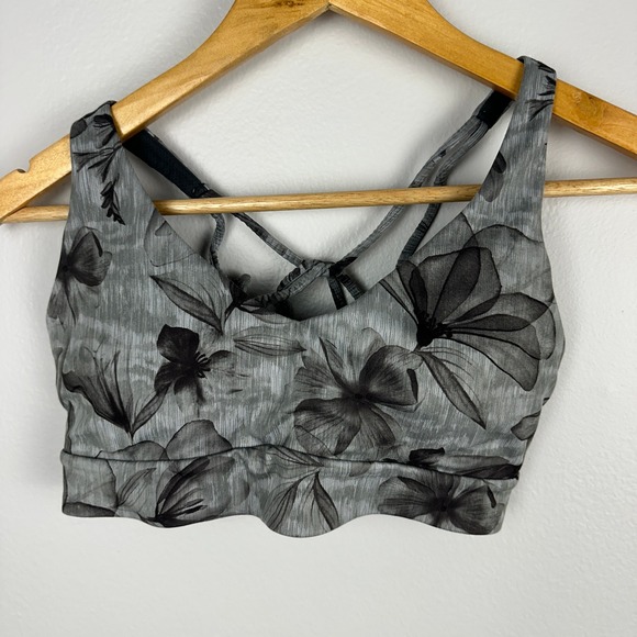 Athleta Other - Athleta Strappy Back Floral Sports Bra Grey Charcoal Yoga Gym S 531125-02
